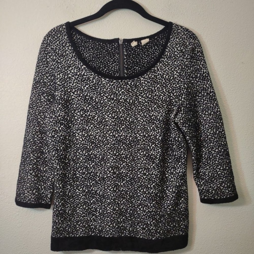 Anthro Moth Black & White Lana Chenille Pullover Small